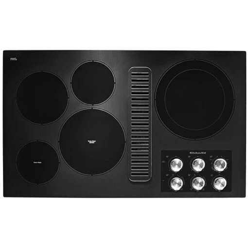 Surface De Cuisson électrique KitchenAid Avec Ventilation Intégrée, 36 Po, 5 éléments, Noire/acier Inoxydable -Kitchenaid Soldes 30005827 L