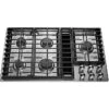 Surface De Cuisson Au Gaz KitchenAid, évacuation Descendante, 5 Brûleurs, 36 Po, Acier Inoxydable -Kitchenaid Soldes 30005879 L